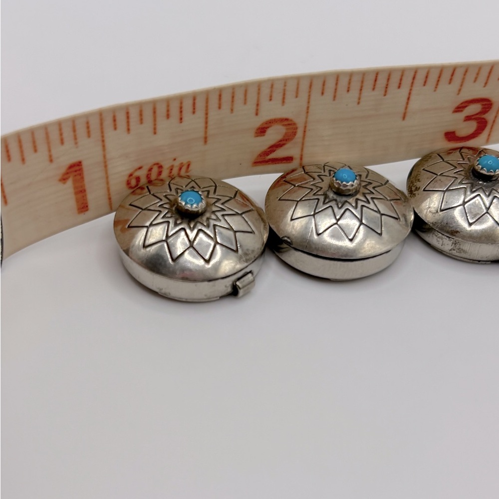 Native American Silver and Turquoise Button Covers(5) - Picture 4 of 10